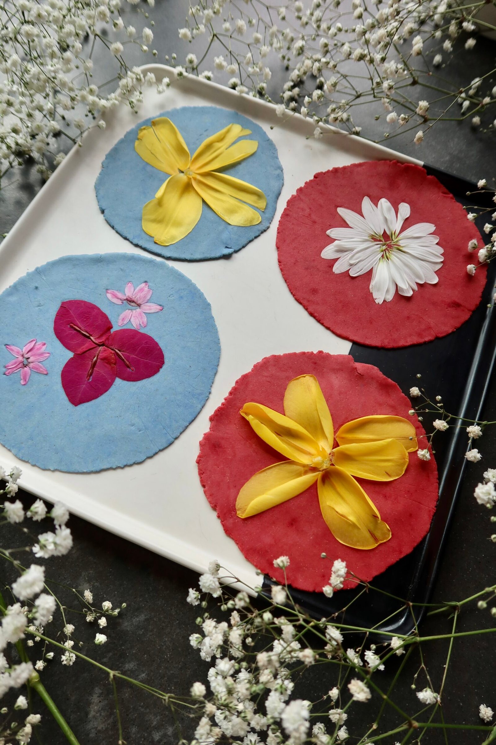 Homemade flower pressed masa tortillas for crispy halloumi tacos