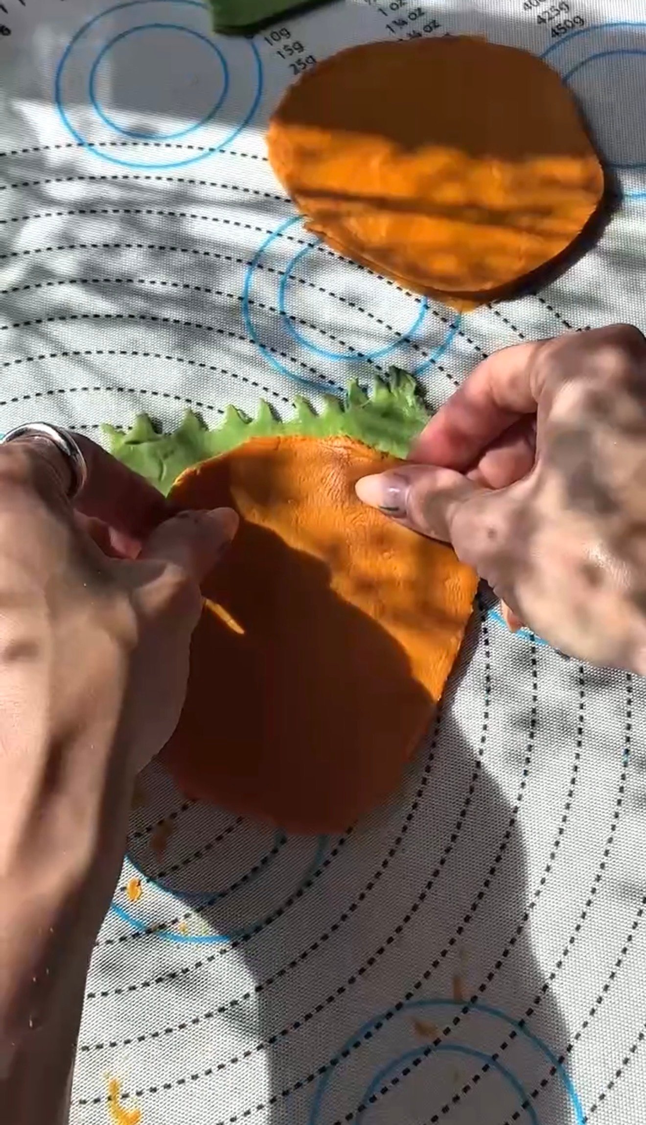 Step 6 of making carrot ravioli with whipped sweet potato lemon filling