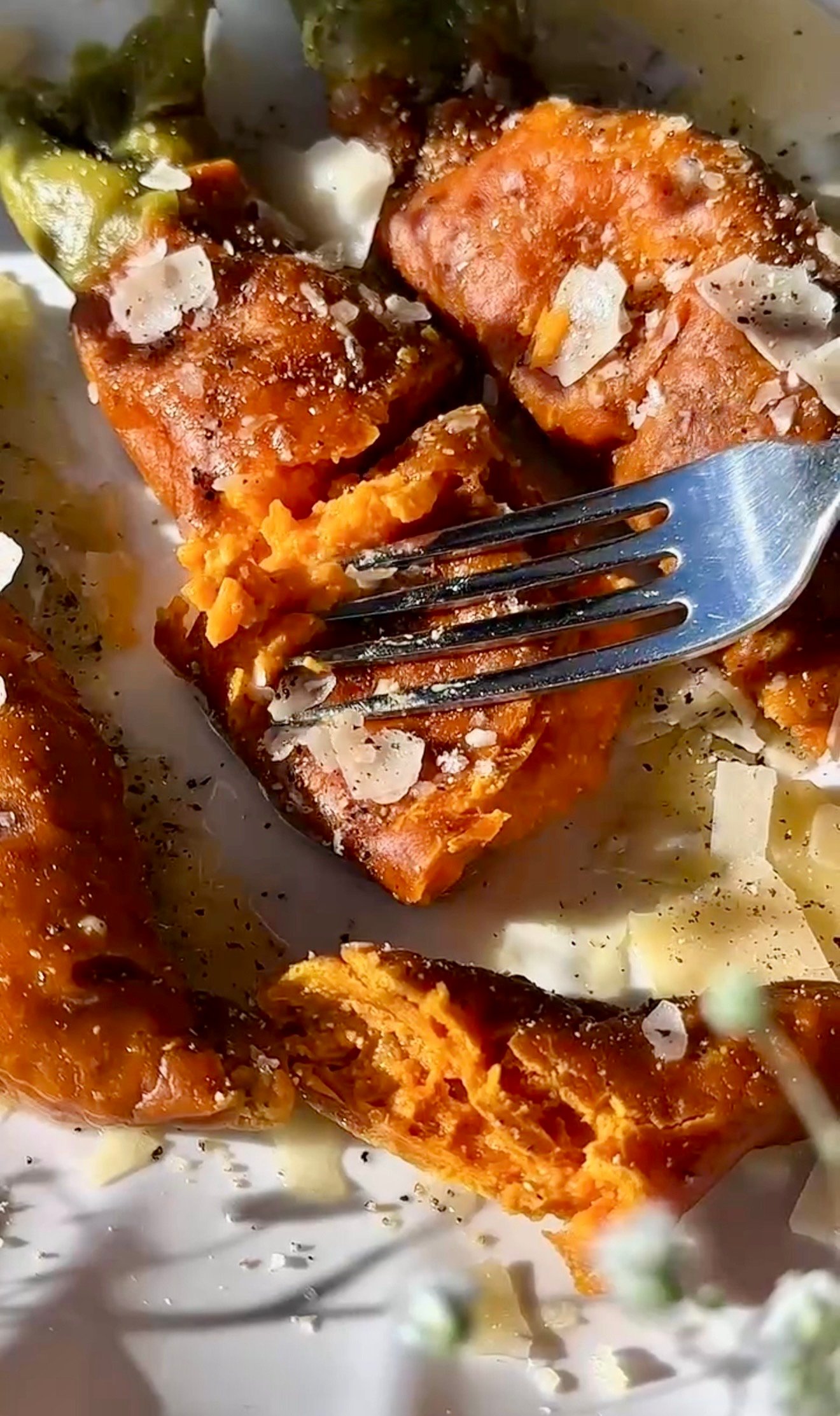 Step 11 of making carrot ravioli with whipped sweet potato lemon filling