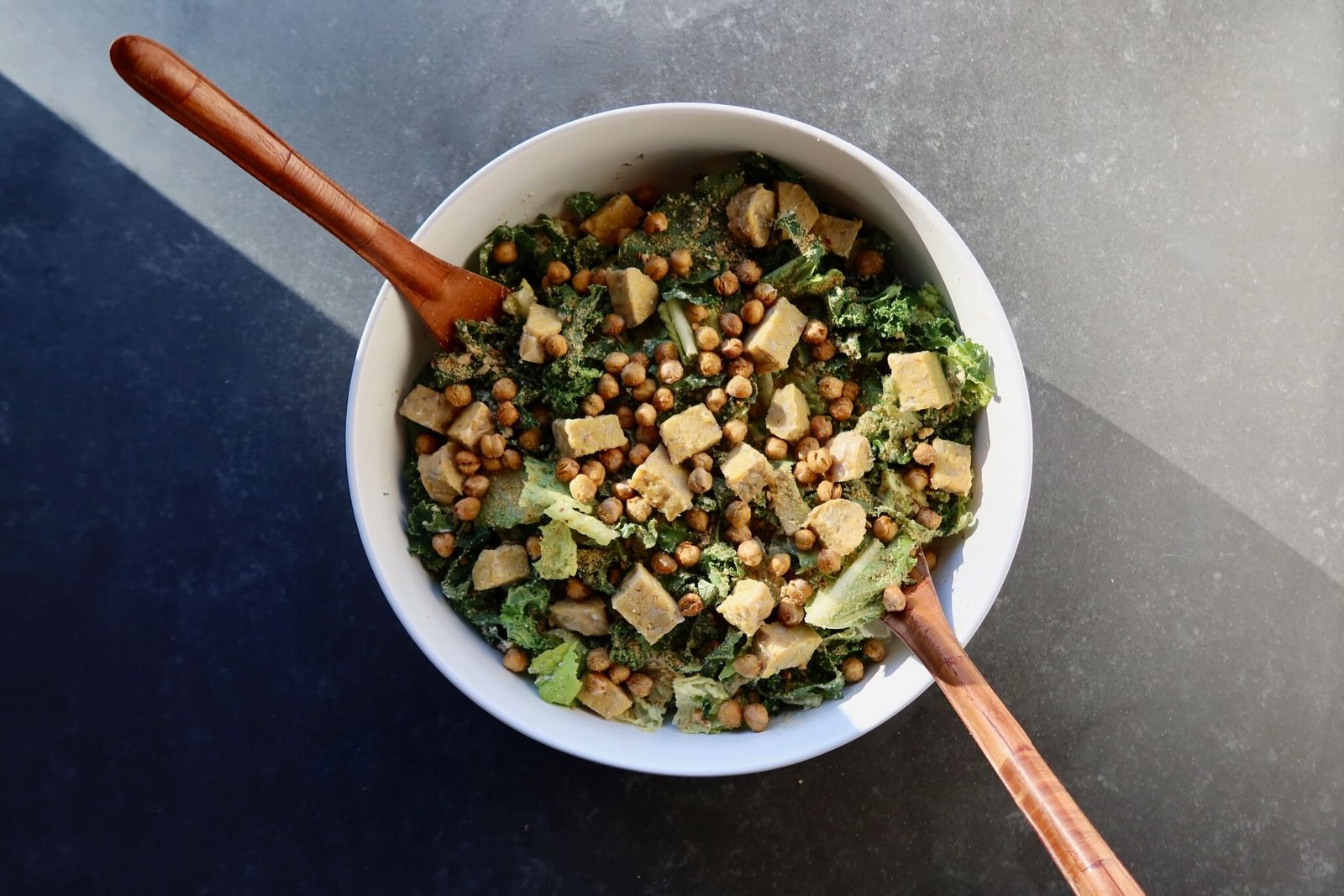 Erewhon vegan Caesar salad with crispy chickpeas cashew Caesar dressing and raw Parmesan sprinkle